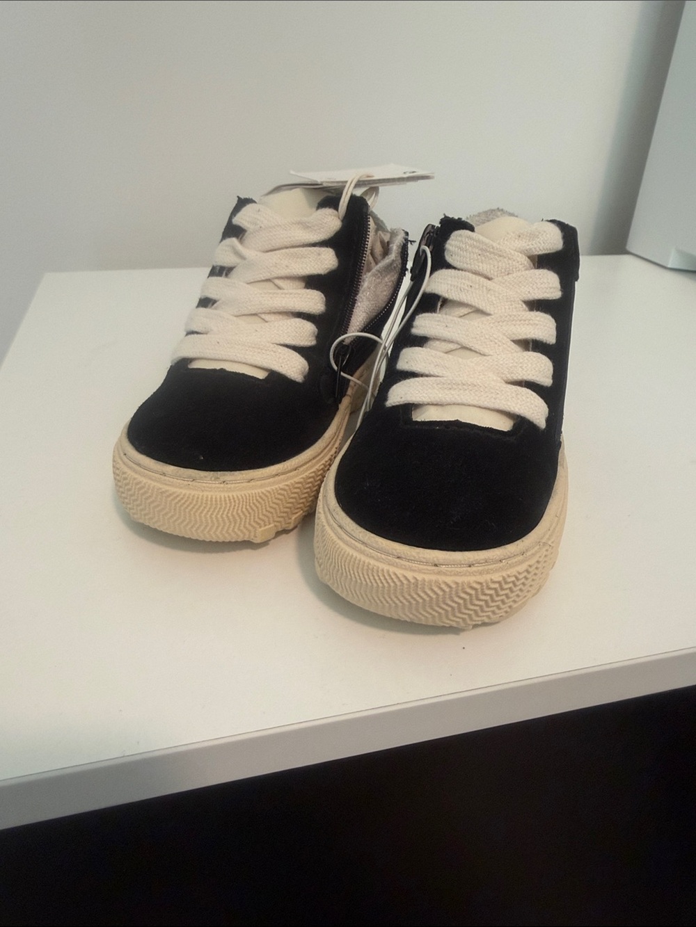 Zara Black Suede Sneakers with Cream Soles